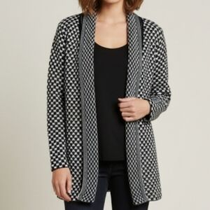 Nina Leonard Geometric Women Cardigan Size Medium
